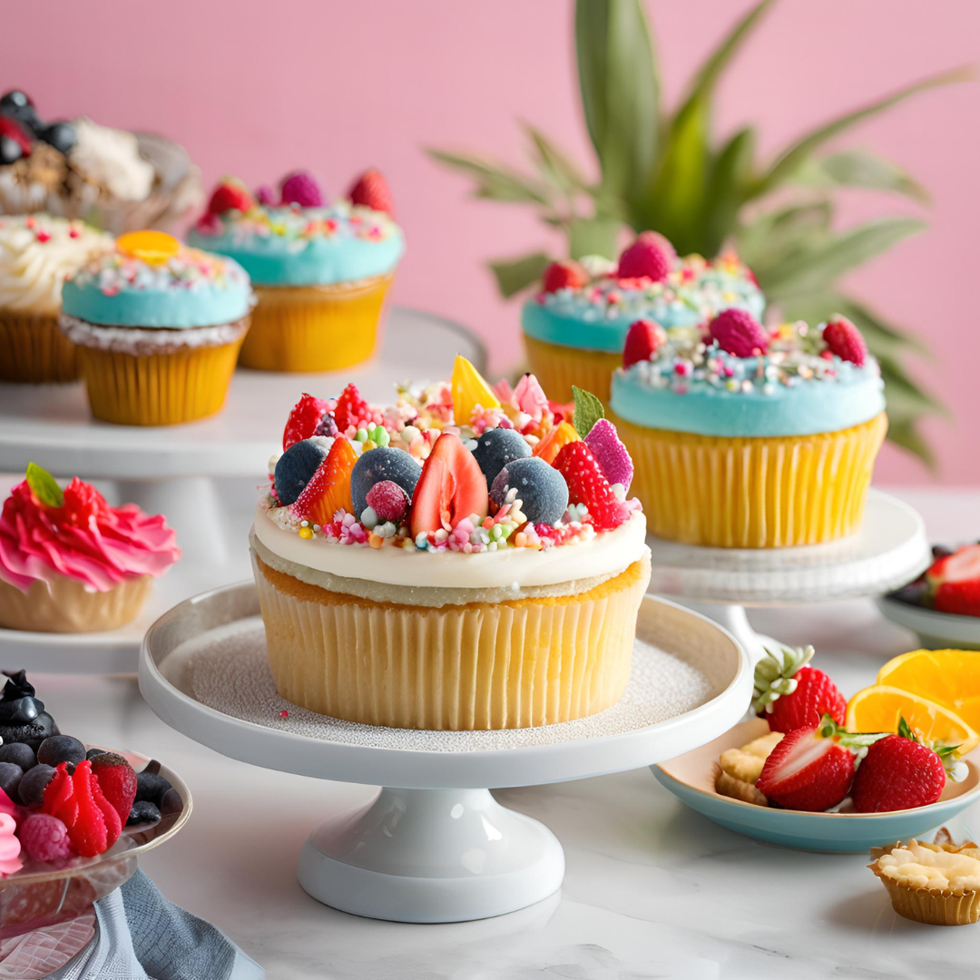 Gluten-free cakes and cupcakes with colorful frosting